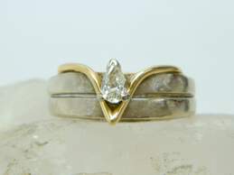 Vintage Magic Glo 14K Two Tone Gold 0.25 CT Pear Cut Diamond Ring 4.0g