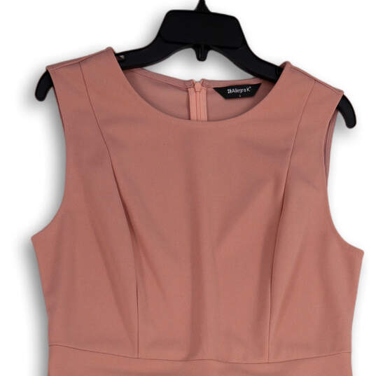 Womens Pink Round Neck Sleeveless Back Zip Shift Dress Size Large image number 3