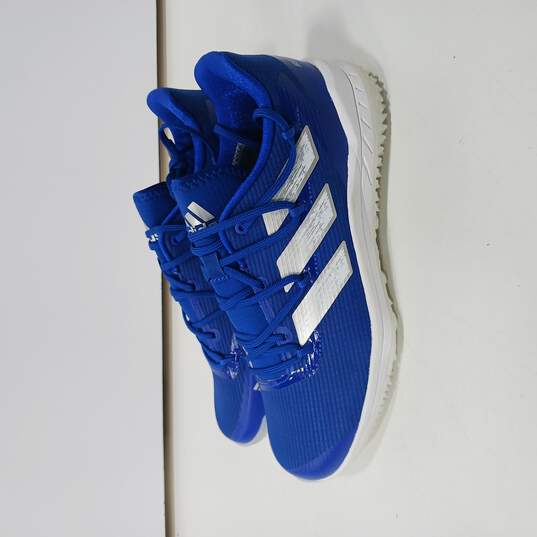 Adidas Men's Adizero Afterburner 8 Turf Blue And White Baseball Shoe Size 8.5 image number 3