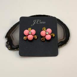 Designer J. Crew Gold-Tone Pink Flower Mini Stud Earrings