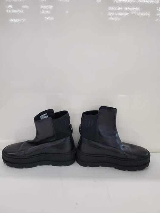 Women Puma Black Leather Ankle Boots Size-8 image number 2