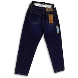 NWT Womens Blue Denim Pockets Relaxed Fit Tapered Leg Jeans Size 14 Short alternative image