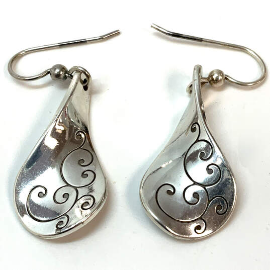 Designer Brighton Silver-Tone Fish Hook Twirl French Wire Drop Earrings image number 2