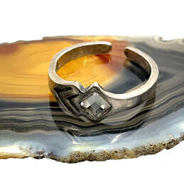 Designer Silpada 925 Sterling Silver Crystal Cut Stone Adjustable Band Ring