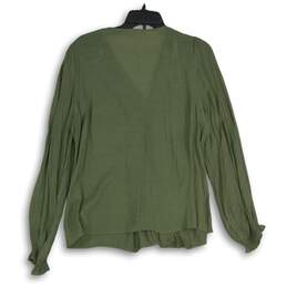 Nanette Lepore Womens Green V-Neck Long Sleeve Tunic Blouse Top Size Large alternative image