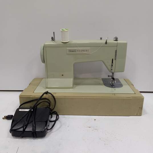 Vintage Sears Kenmore Sewing Machine Model 158-14001 with Case and Extras image number 3
