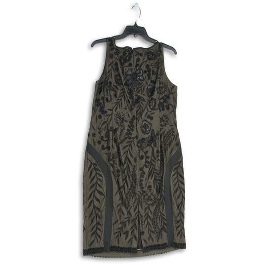 Womens Black Embellished Sleeveless Round Neck Sheath Dress Size 10 image number 2