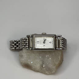 Designer Coach Silver-Tone Stainless Steel Rectangle Dial Analog Wristwatch