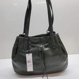 Calvin Klein Olive Green Lapis Drawstring Leather Tote Bag