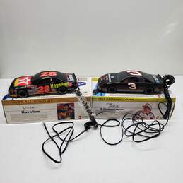 Davey Allison and Dale Earnhardt NASCAR Car Shaped Telephones - UNTESTED
