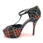 Betsey Johnson Plaid Studded Heels Red 7.5 image number 1