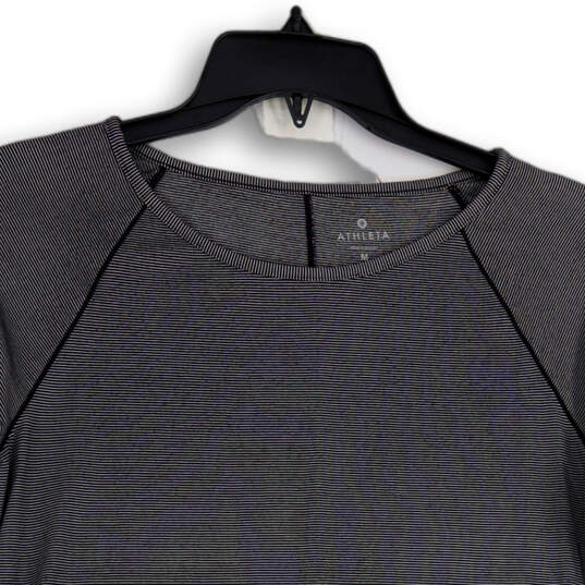Womens Black Shanti Micro Pinstripe Long Sleeve Activewear T-Shirt Size M image number 3