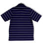 Mens Blue Stripe Spread Collar Short Sleeve Polo Shirt Size Medium image number 2