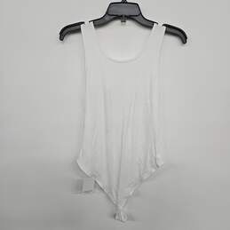 White Sleeveless Button Up Bodysuit alternative image