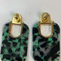 Designer Kate Spade Gold-Tone Green Black Artistic Classic Drop Earrings image number 4