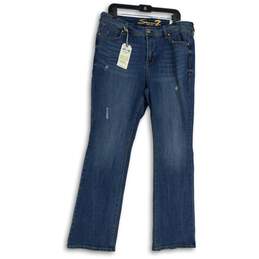 NWT Seven7 Womens Blue Embellished Denim Wash Bootcut Leg Jeans Size 16