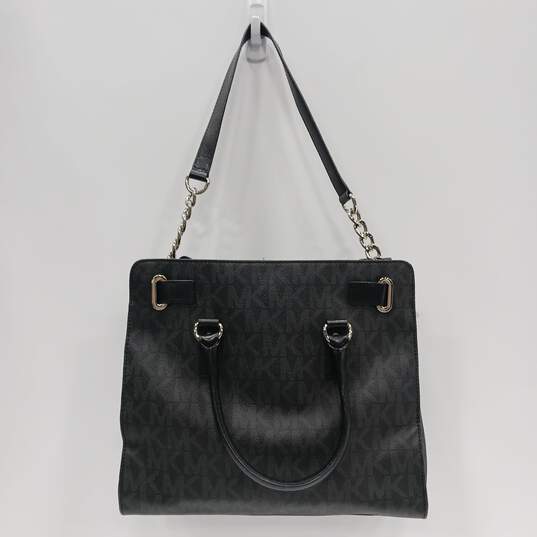 Michael Kors Black Monogram Leather Handbag image number 2