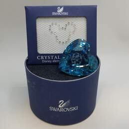 Swarovski Faceted Blue Crystal Heart Paper Weight + Mickey Mouse Crystal Tattoo W/Box 51.0g