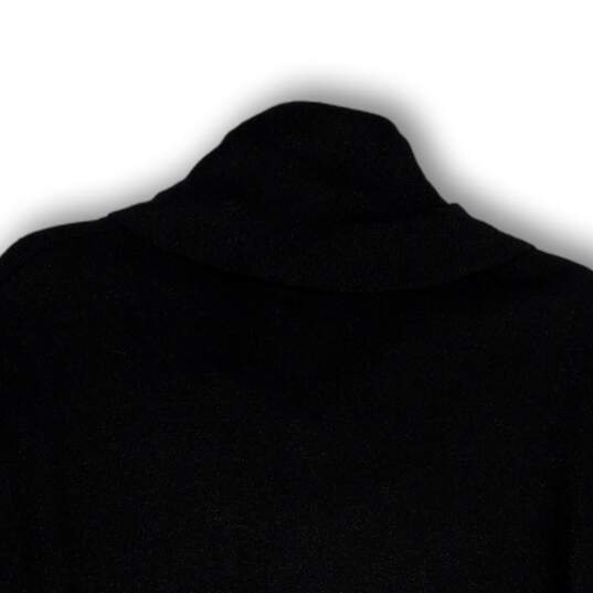 Womens Black Knitted Cowl Neck Short Sleeve Stretch Pullover Sweater Size S image number 4