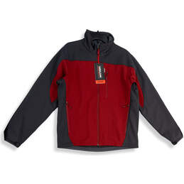 NWT Mens Gray Red Mock Neck Long Sleeve Full-Zip Jacket Size Medium