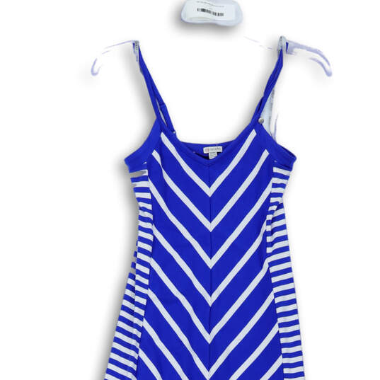 Womens Blue White Striped Spaghetti Strap V-Neck Maxi Dress Size X-Small image number 3