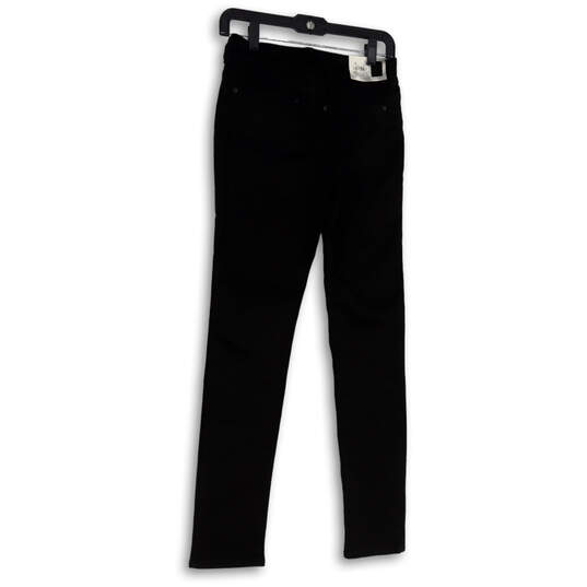 NWT Womens Black Dark Wash Denim Pockets Button Fly Skinny Jeans Size 3 image number 2