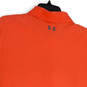 Womens Orange Short Sleeve Collared Stretch Side Slit Polo Shirt Size M image number 4