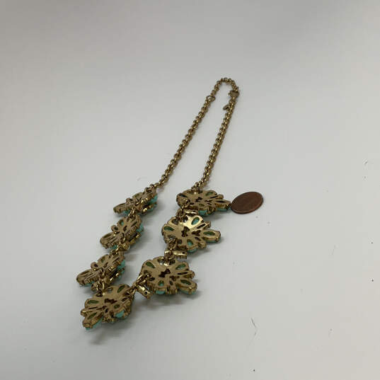 Designer J. Crew Gold-Tone Chain Flower Crystal Stone Statement Necklace image number 3