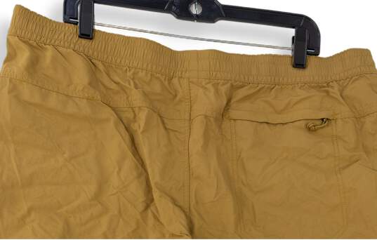 Mens Brown Elastic Waist Flat Front Pockets Hiking Shorts Size XXL image number 4