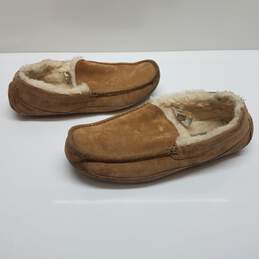 UGG Men's Ascot Chestnut Brown Suede Shearling Slippers Size 12