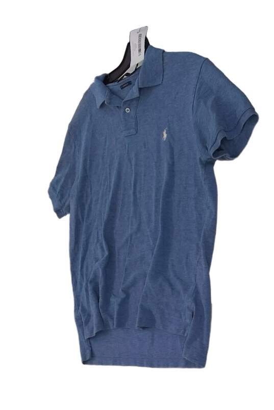 Mens Blue Short Sleeve Collared Casual Polo Shirt Size Large image number 3