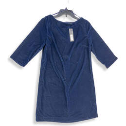 NWT Womens Blue Round Neck 3/4 Sleeve Back Zip Shift Dress Size 6