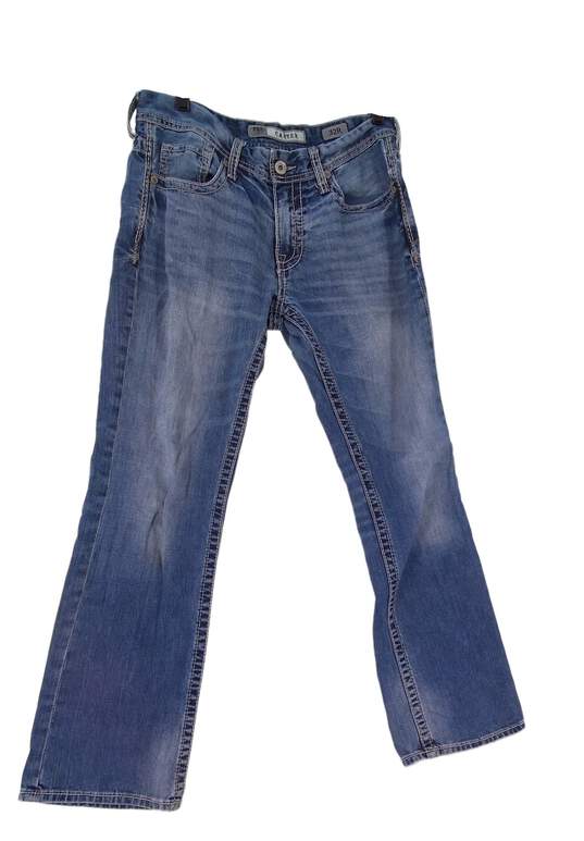 Mens Blue Light Wash Pockets Casual Denim Bootcut Jeans Size 32R image number 3