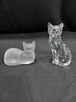 2pc Bundle of LENOX Crystal Clear & Frosted Cat Figurines
