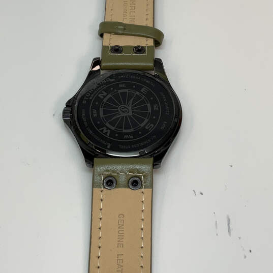 IOB Designer Stuhrling Green Leather Strap Round Dial Analog Wristwatch image number 4