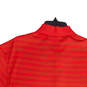Mens Red Striped Spread Collar Short Sleeve Polo Shirt Size X-Large image number 2