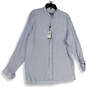 NWT Mens Blue Linen Long Sleeve Collared Classic Button-Up Shirt Size 4 image number 1