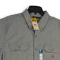 NWT Mens Gray Collared Short Sleeve Flap Pocket Button-Up Shirt Size XL image number 2