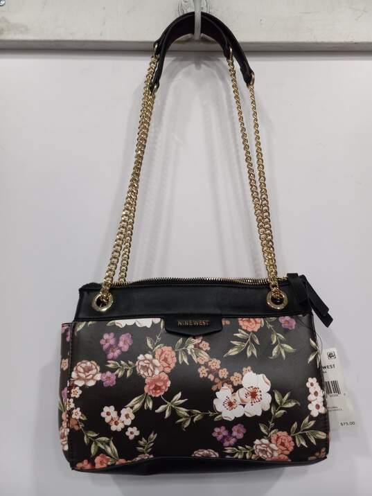 Nine West Two Way Floral Design Chain Strap Handbag Shoulder Bag image number 1