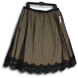 NWT Worthington Womens Black Beige Lace Scalloped Hem A-Line Skirt Size 14 alternative image