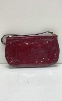 COACH Burgundy Patent Leather Zip Clutch Wristlet Bag alternative image