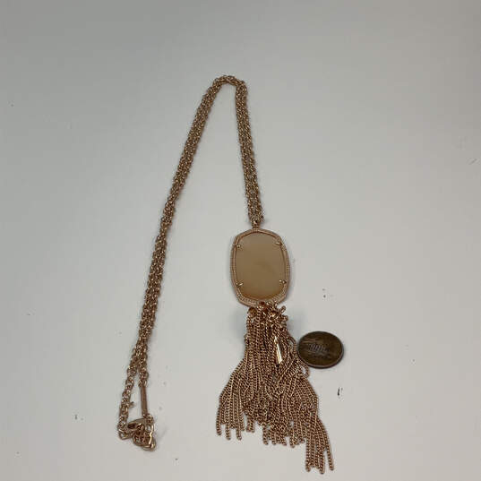 Designer Kendra Scott Rayne Gold-Tone Tassel Pendant Necklace w/ Dust Bag image number 3