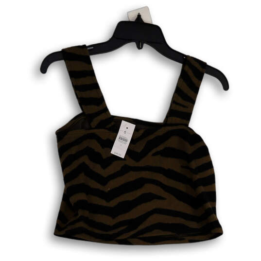 NWT Womens Brown Black Animal Print Sleeveless Wide Strap Cropped Top Sz S image number 2