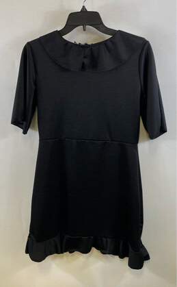 NWT Pretty Little Thing Womens Black Short Sleeve Frill Wrap Dress Size 10 alternative image