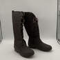 Womens Brown Duck Toe Knee High Fashionable Lace-Up Snow Boots Size 9 M image number 4