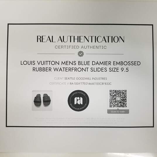 Louis Vuitton Blue Damier Embossed Rubber Waterfront Slides Men's Size 9.5 image number 2