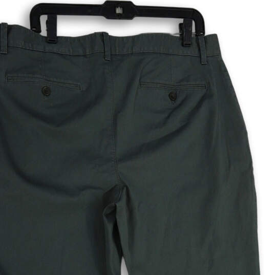 Mens Green Flat Front Slash Pocket Straight Leg Chino Pants Size 36X32 image number 4