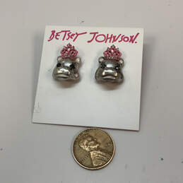Designer Betsey Johnson Silver-Tone Hippopotamus Fashionable Stud Earrings alternative image