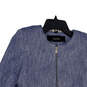 Womens Blue Long Sleeve Collarless Full-Zip Jacket Size X-Small image number 3
