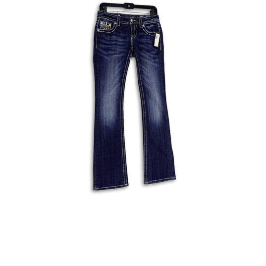 NWT Womens Blue Denim Medium Wash Embellished Bootcut Leg Jeans Size 26 image number 1
